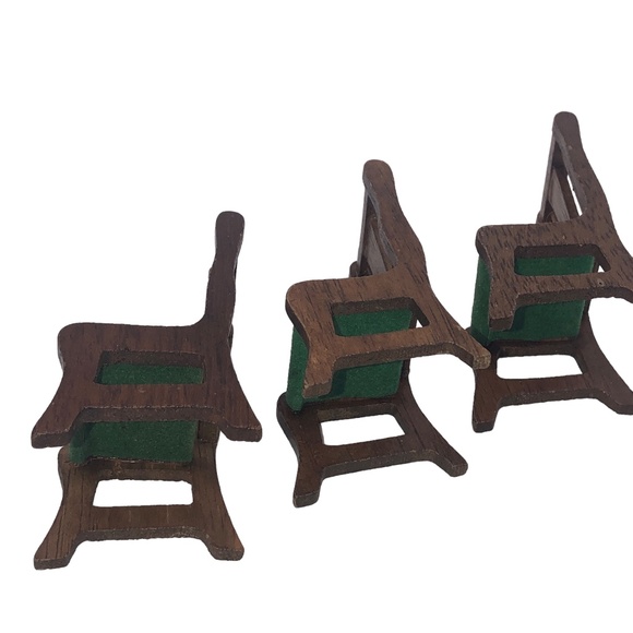 Set of 3 Miniature Dollhouse Wooden Dining Room Chairs - Picture 5 of 13